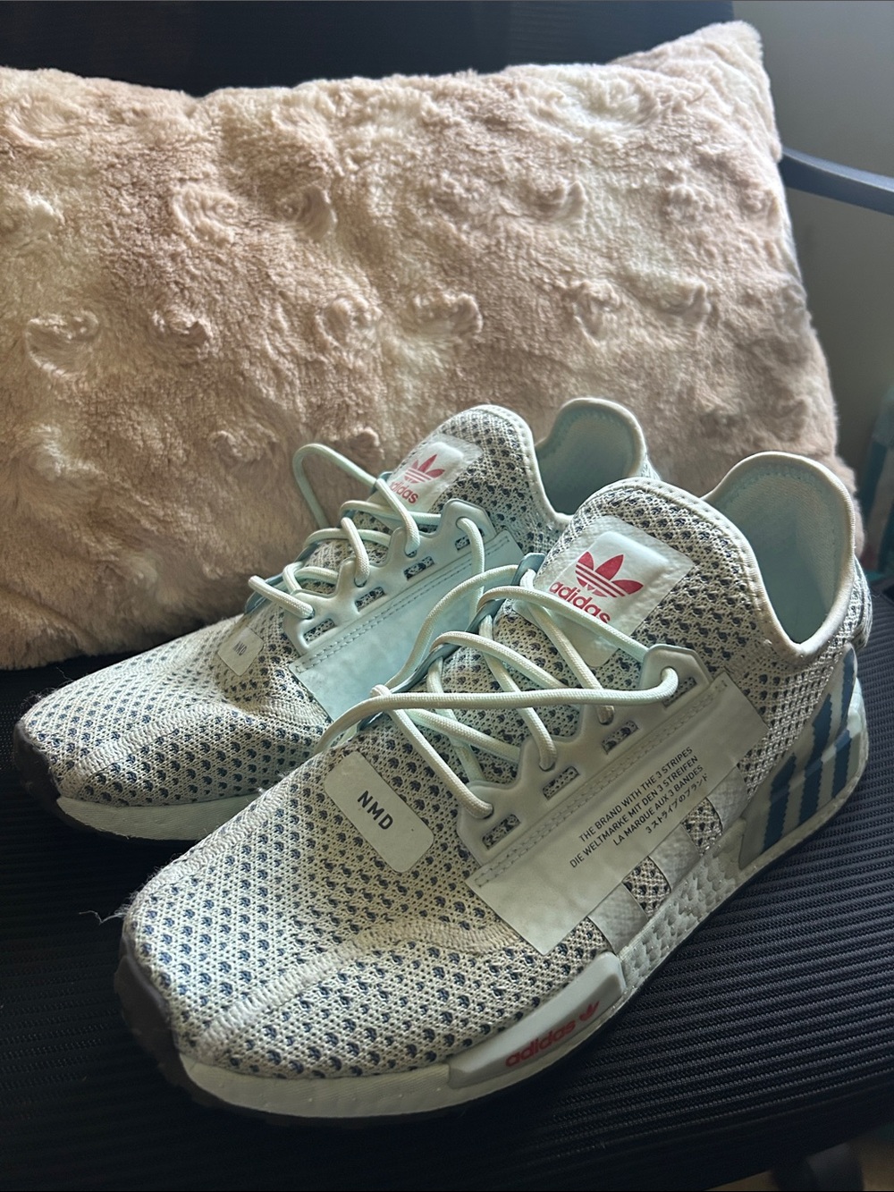 adidas NMD R1 Primeknit Sneakers in Light Blue and White